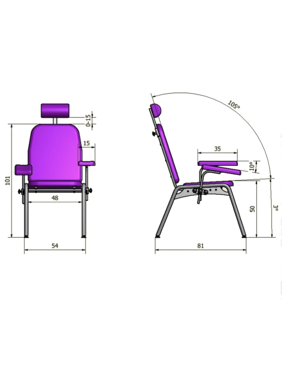 Krzesło do pobierania krwi bez regulacji oparcia FK01
