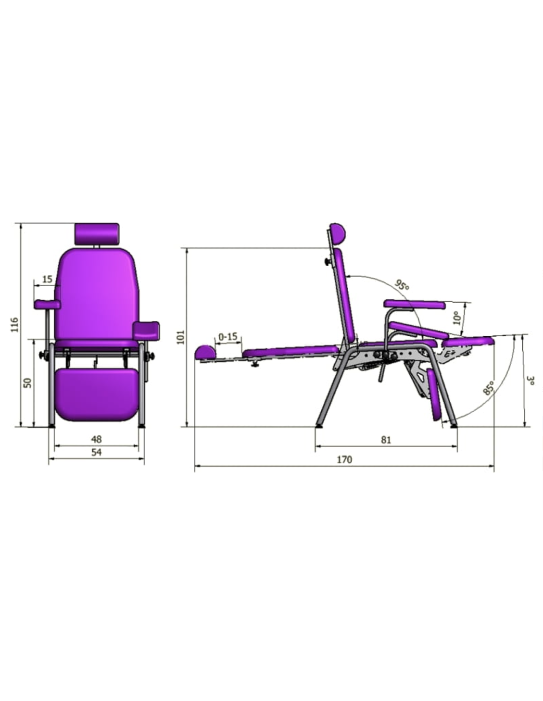 Fotel do pobierania krwi z elektryczną regulacją oparcia i podnóżka FK03